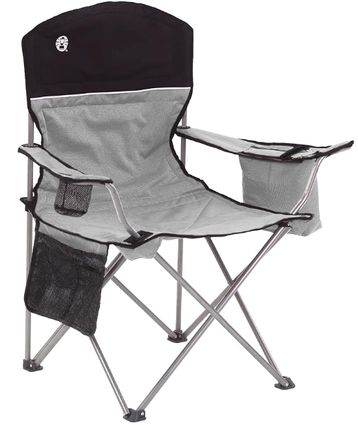 Coleman Portable Camping Chair with 4-Can Cooler, Cushioned Seat & Back with Side Pockets & Cup Holder, Carry Bag Included, Great for Camping, Tailgating, Firepits, Patio, & More