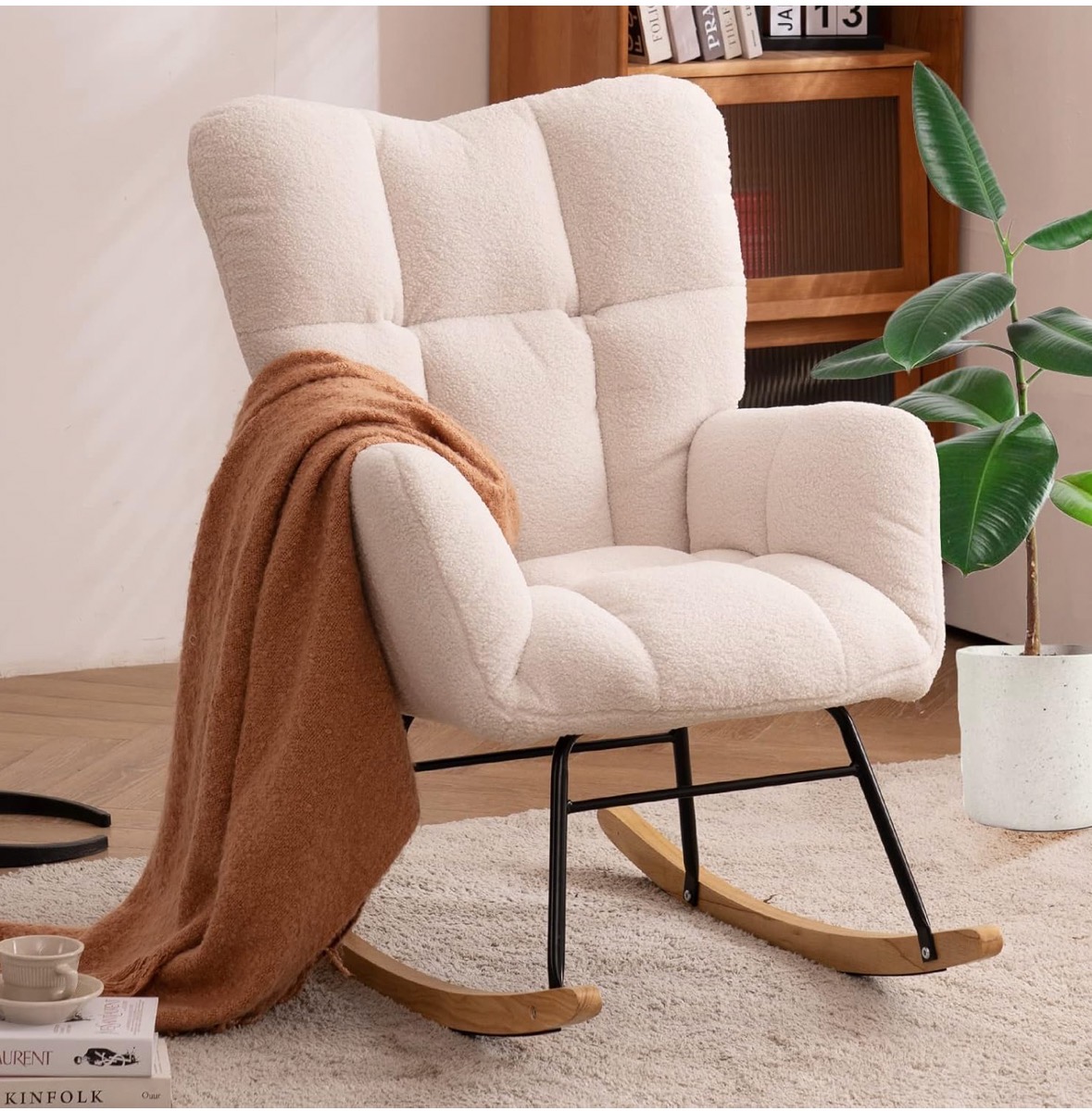 D-Nursery Rocking Chair Teddy Upholstered Glide