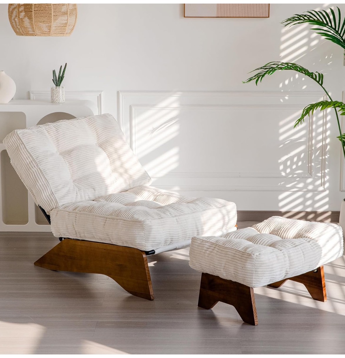 F-Accent Chair with Ottoman Adjustable Backrest